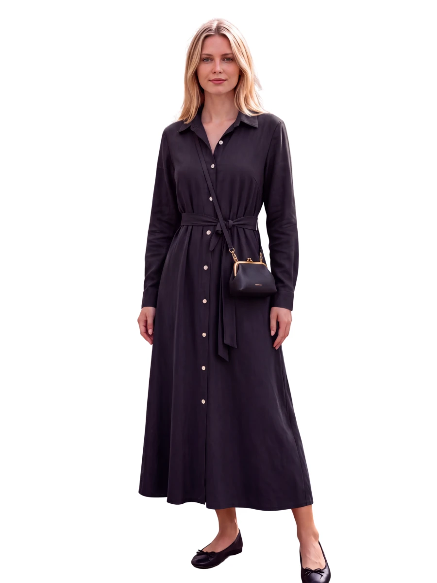 İTHAL GÖMLEK ELBİSE - SİYAH