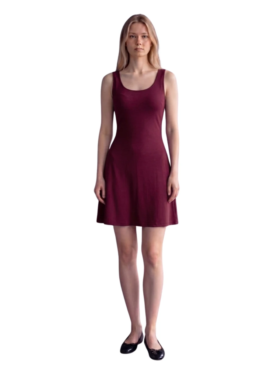 ASKILI KISA ELBİSE  - BORDO