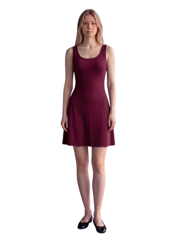 ASKILI KISA ELBİSE  - BORDO
