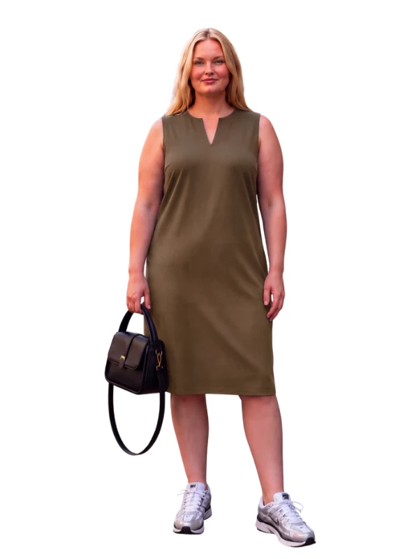 BÜYÜK BEDEN MODAL STİL ELBİSE - HAKİ