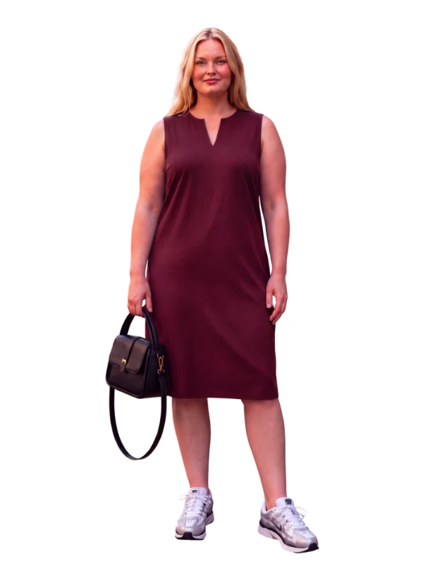 BÜYÜK BEDEN MODAL STİL ELBİSE - BORDO